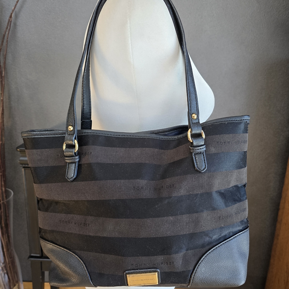 Tommy Hilfiger Black Striped Tote Bag